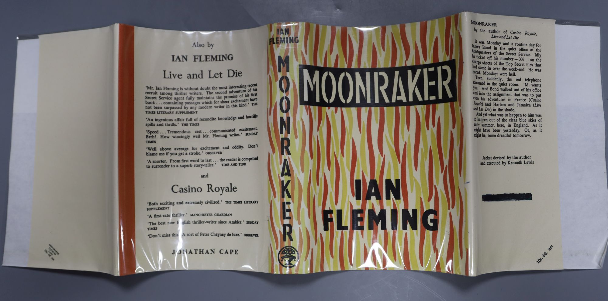 Fleming, Ian - Moonraker, 1st edition (1st impression state B), d/wrapper (repro.), 1955